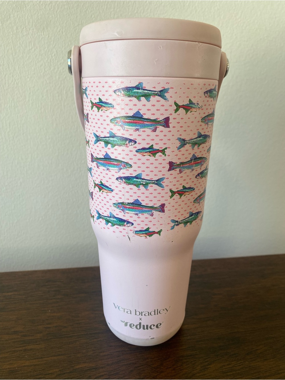 Vera Bradley x Reduce Pink Trout Fish 24oz Chiller Tumbler